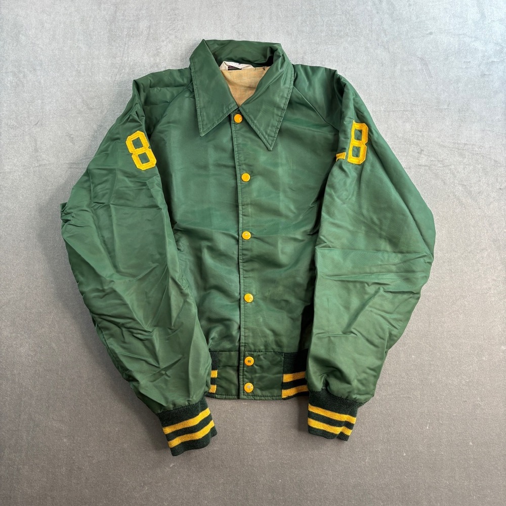 Vintage MVP 70s Kings Bay Knights Satin Snap Jacket Mens M‎ FLAWS bomber jacket
